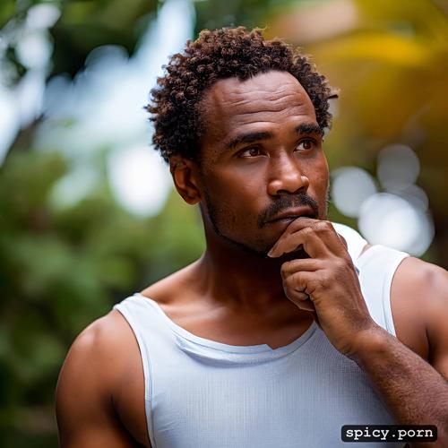 male 36, employed, sharp focus, papua new guinean, perfect face
