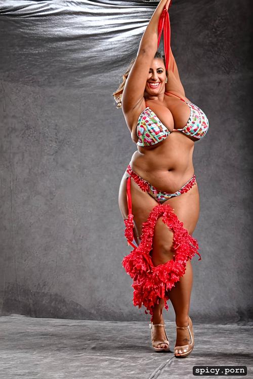 full body view, color portrait, giant hanging boobs, 55 yo beautiful lebanese dancer