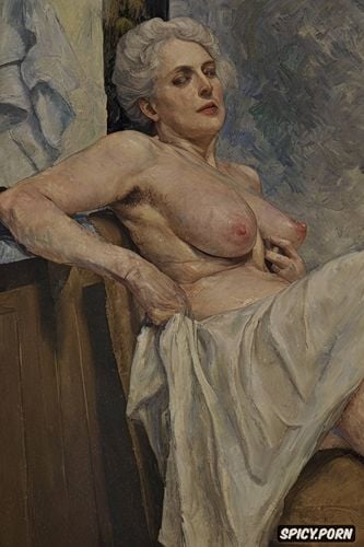 victorian gown, touching breasts tiled bathing, ass grab, very long neck