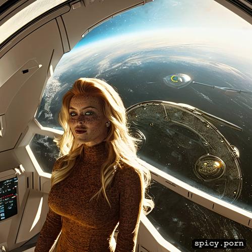 virginia madsen on the bridge of the starship enterpise, realistic