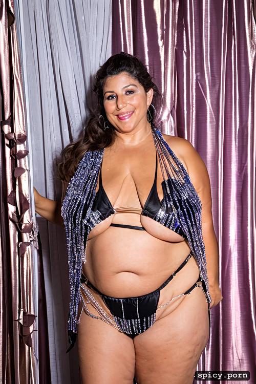 full body view, elegant bellydance costume with matching bikini top