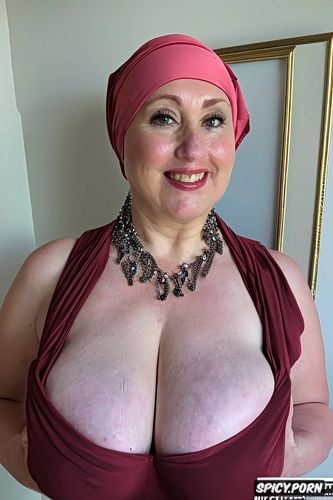 bbw, best quality, very detailed, centered, pink hijab, red lipstick