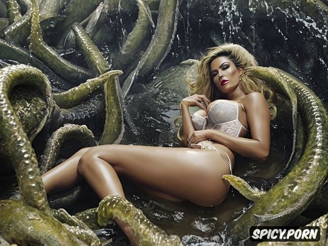 aroused by tentacle contact, long legs, filipino woman vs giant thick sex tentacle
