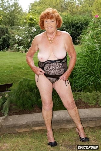 small tits, caucasian granny, senior woman, undressing, ginger hair