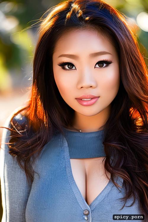 perfect face, tight, white female, freckles busty asian, 19 yo