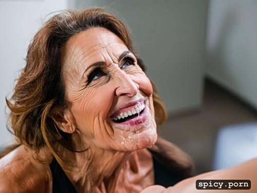 masturbating, horny face, orgasm look, degenerate old 62 year old grandmother