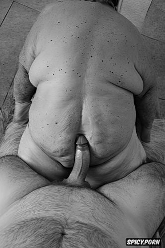 skin detail, cute, old fat lady cook sucking very long dick