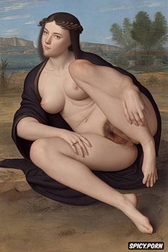 hairy pussy, all natural, delacroix painting, nude, pale skin