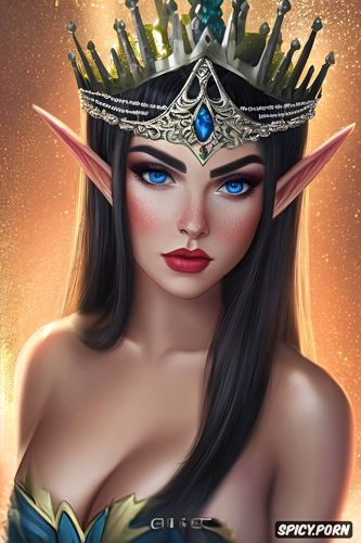 ultra detailed, ultra realistic, fantasy elf princess elders scrolls tight outfit crown portrait beautiful face high cheekbones pouty lips masterpiece