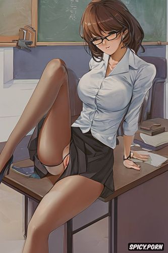 teacher, pussy, legs spread, upskirt, beautifull, slutty, anime milf