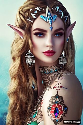 high resolution, ultra realistic, k shot on canon dslr, princess zelda the legend of zelda beautiful face young tattoos masterpiece