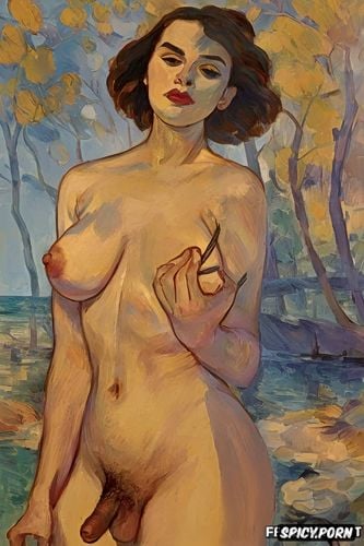 erotic art, old saggy breasts, fat thighs, small breasts, erect penis