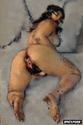 post impressionism, seductive, shows clitoris, fingering her pussy