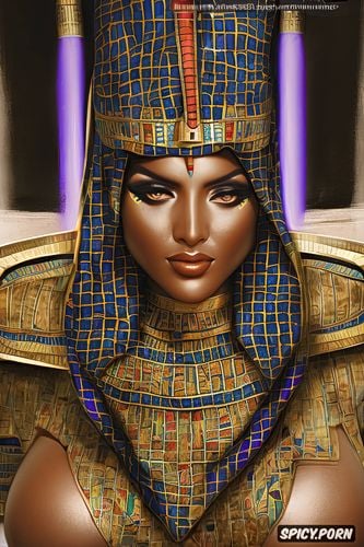 femal pharaoh ancient egypt egyptian pyramids pharoah crown royal robes beautiful face milf topless