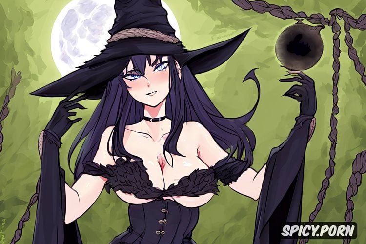 20 yo horny witch dressed in black robes is showing her hairy pussy