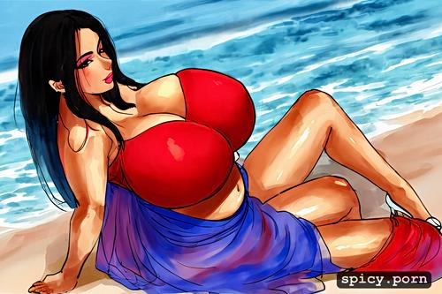 samantha, on beach, indian, medium ass, big boobs, long hair