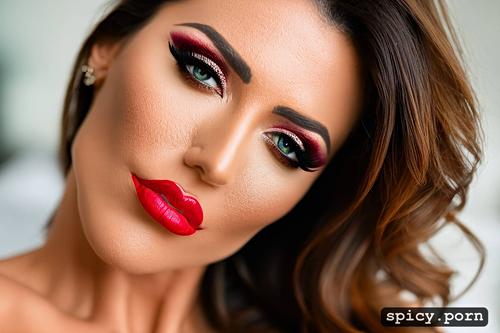 luscious red lips, photo, seductive, ultrarealistic, ultra detailed