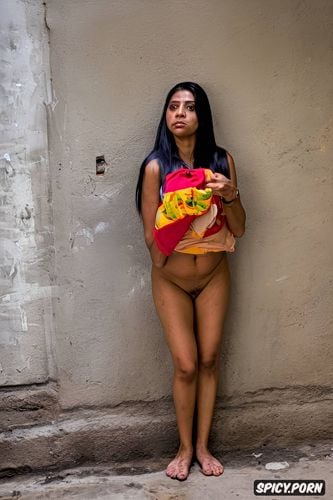 unkept, unshowered, a stunningly beautiful age early thirties typical mexican female homeless beggar