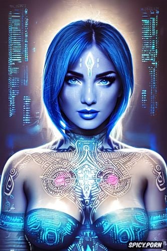 high resolution, cortana halo combat evolved beautiful face digital blue