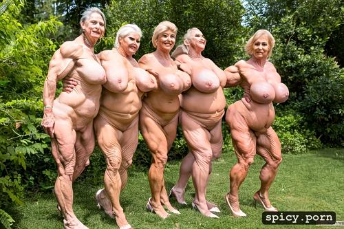 gorgeous mature chubby muscle lady, pussy spread, completly nude