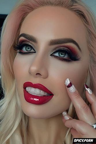slut makeup, glossy lips, thick lip liner, bimbo, eye contact 1 8