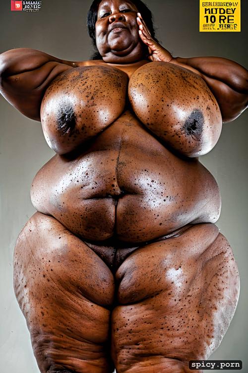 photo, ugly ebony, stretch marks, full nude, obese, cellulite