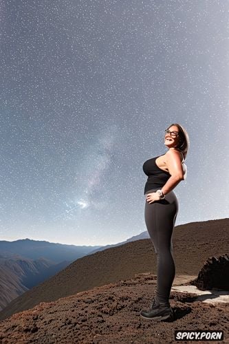 busty, gorgeous professional astronomer, slim stomach, curvy