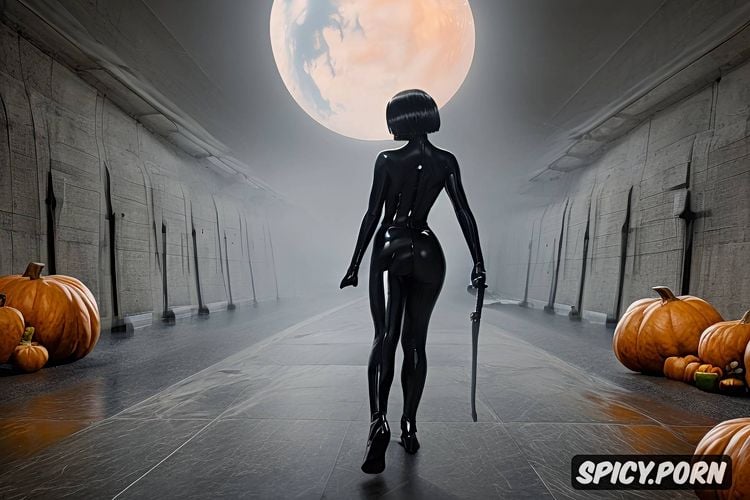 backlighting prompt, silicon breasts, thick body, big ass, halloween