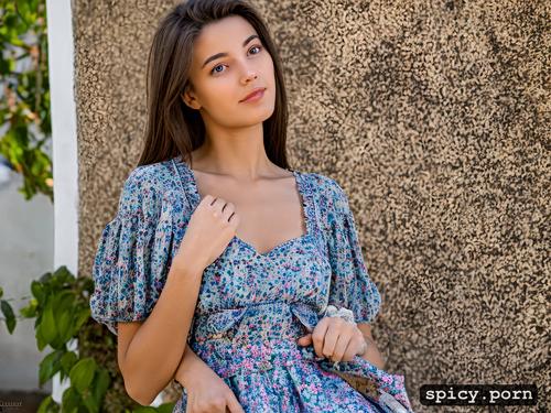 sundress, non nude, ultra detailed, no makeup, 8k, 18 years old