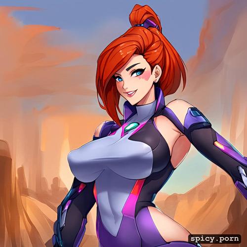 small boobs, 1girl, looking at viewer, teen, overwatch, bare shoulders