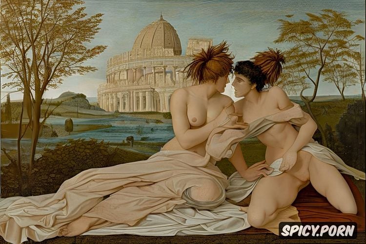 ancient rome, lesbian couple kissing