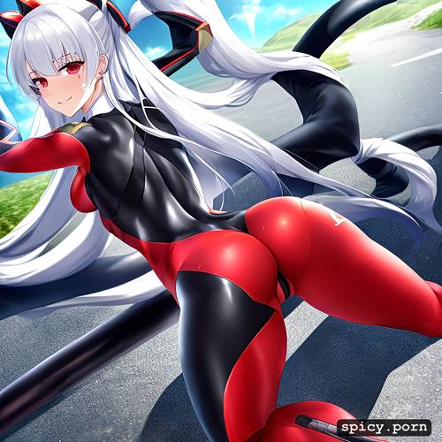 ass held into the camera, white hair colour, smiling, good anatomy