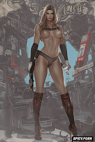 very small waist, thin waist, nude, wolfenstein videogame, streets of rage