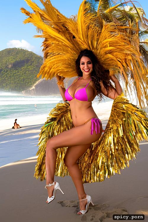 32 yo beautiful performing white rio carnival dancer at copacabana beach