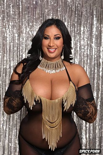 front view, full view, gorgeous indian burlesque dancer, large natural breasts