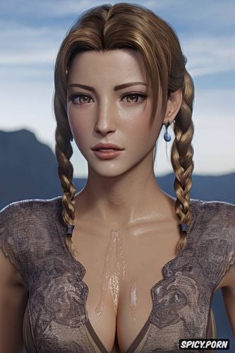 cum and spit on tits, innocent, tits out, aerith gainsborough