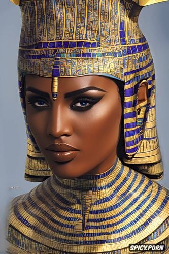 masterpiece, ultra realistic, femal pharaoh ancient egypt egyptian pyramids pharoah crown royal robes beautiful face topless