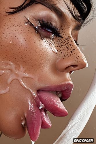 face closeup, ultra realistic, ahegao, madison beer, tanned skin