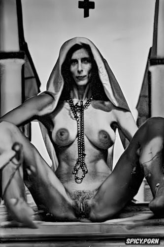 pierced nipples, cross necklace, crucifix in pussy, entire body