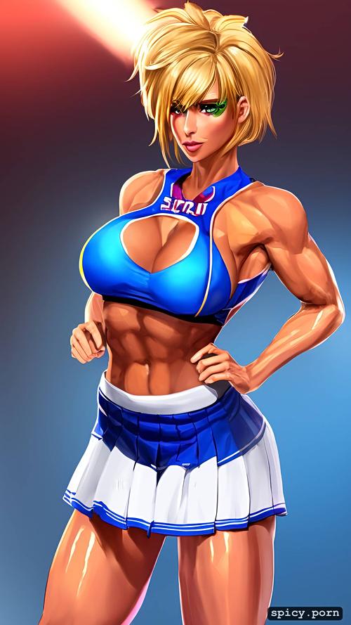 tanned, cheerleader, ultra detailed, masterpiece, 8k, toned