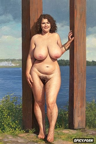 russian bbw mature woman full nude standing hairy pussy