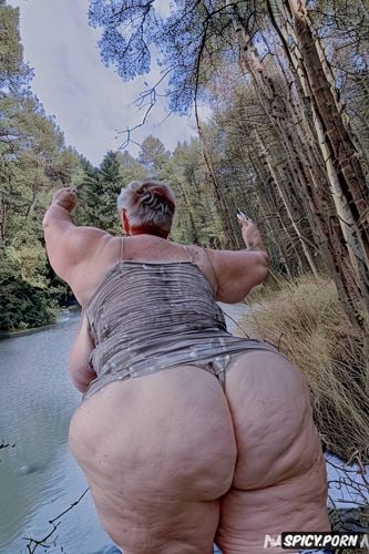 huge round ass, alone, oily skin, view from below, hyperrealistic