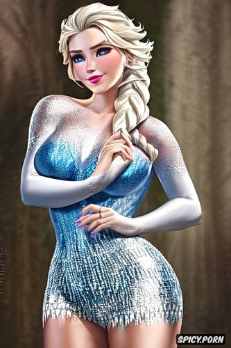 ultra detailed, ultra realistic, queen elsa frozen tight outfit beautiful face masterpiece