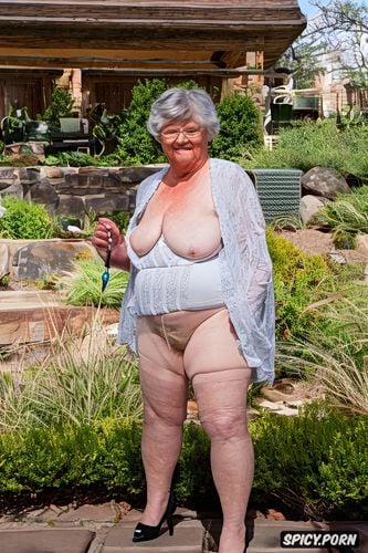 posing, horny, scottish granny, shapely, short, pale, brunette