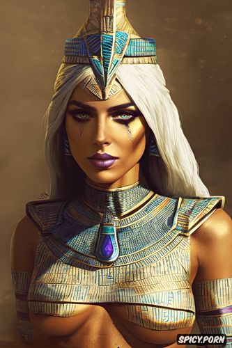 abs, masterpiece, ultra realistic, ciri the witcher female pharaoh ancient egypt pharoah crown royal robes beautiful face portrait muscles