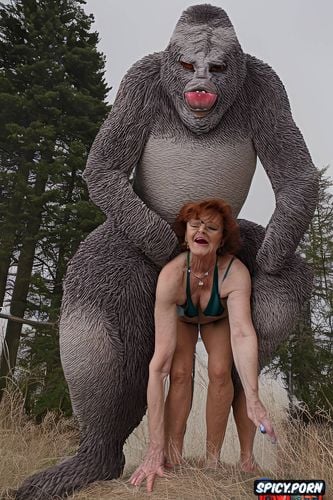 granny enjoys sasquatch fucking her doggy style, granny experiencing sexual bliss