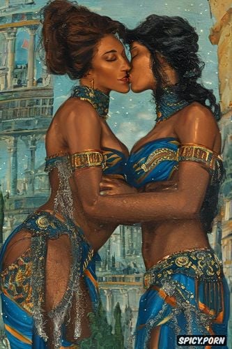 ancient rome, lesbian couple kissing