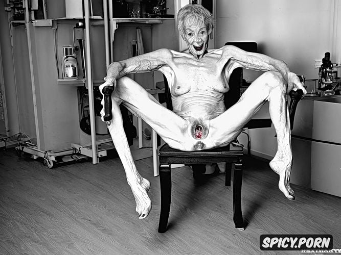 gaunt, pale, bony, spreading legs, very thin, naked, point of view