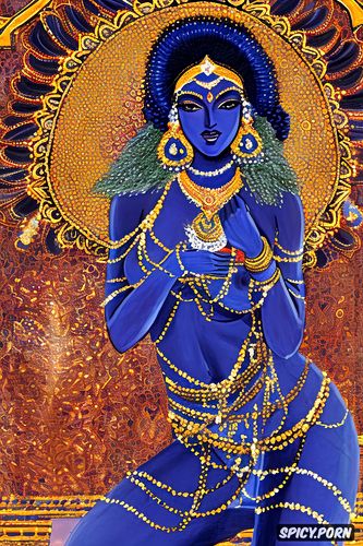 hindu goddes kali blue skin naked wearing heavy jwellery