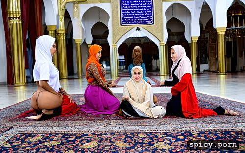 picture, realistic photo, wearing hijab, praying at mosque, hijab